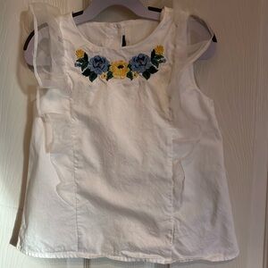 Embroidered floral Short sleeve blouse